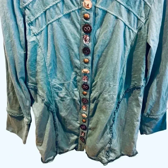 Neon Buddha green/teal button down jacket size M - Picture 4 of 9